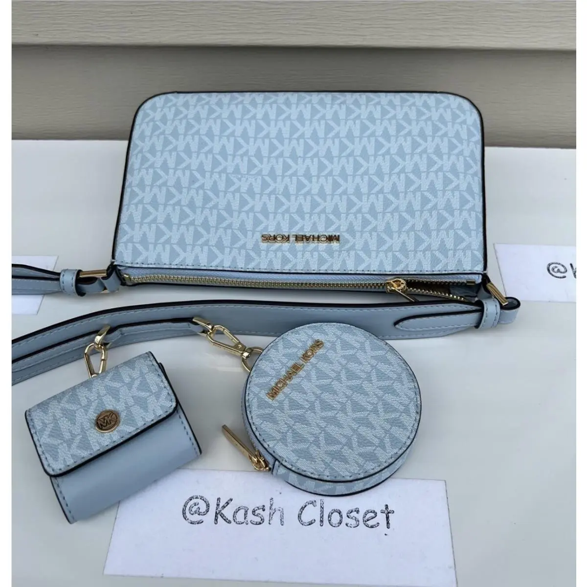 Crossbody Tech Attach with Coin Pouch and Ipod Case Pale Ocean by Michael Kors