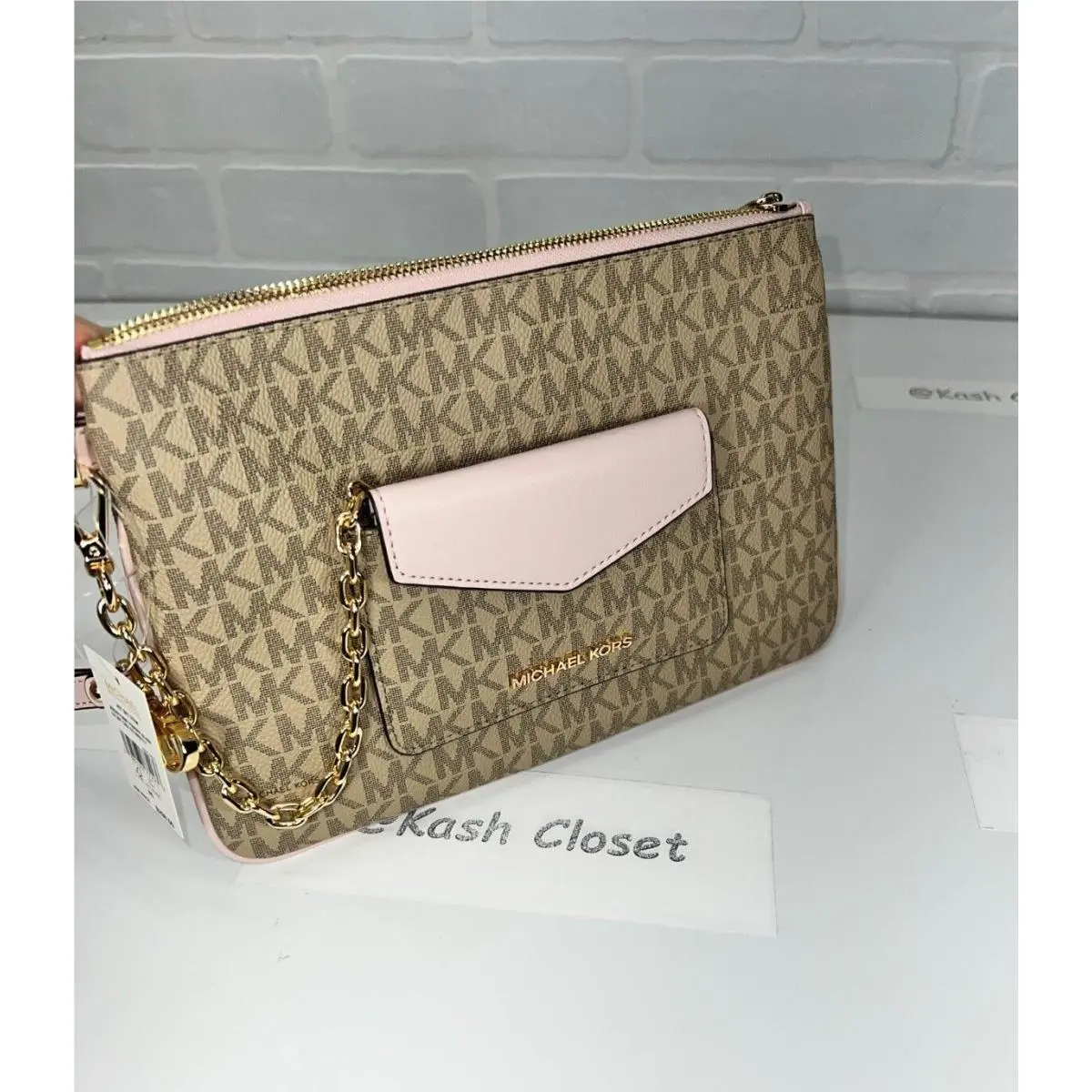 Michael Kors Wristlet 2 in 1 Wallet Card Case Jet Set Large Powder Blush