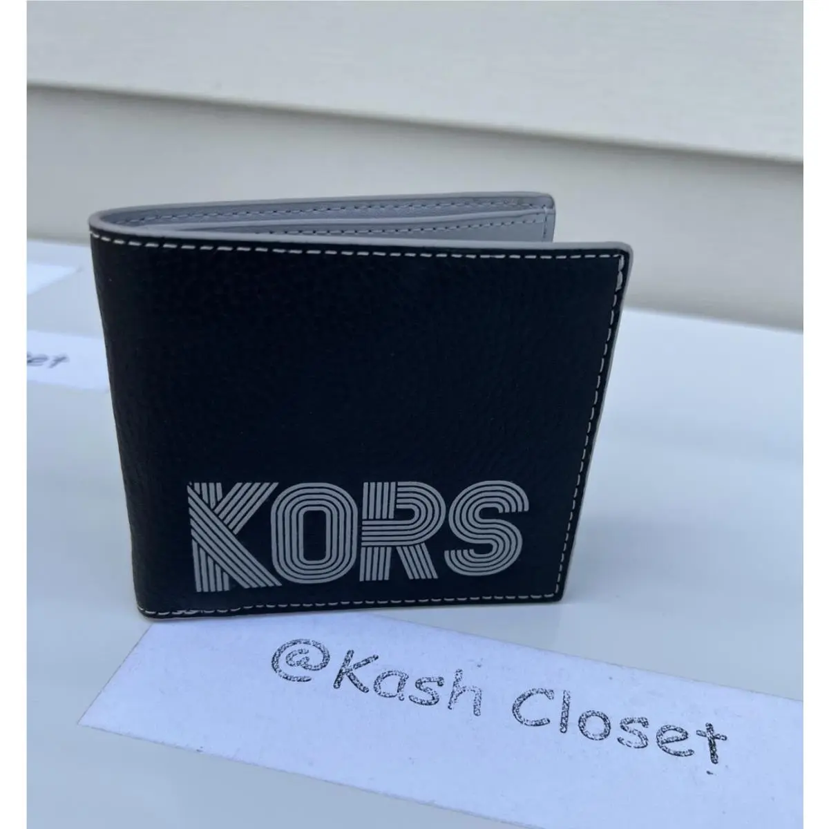 Men`s Wallet Billfold Logo and Leather Black/Grey by Michael Kors