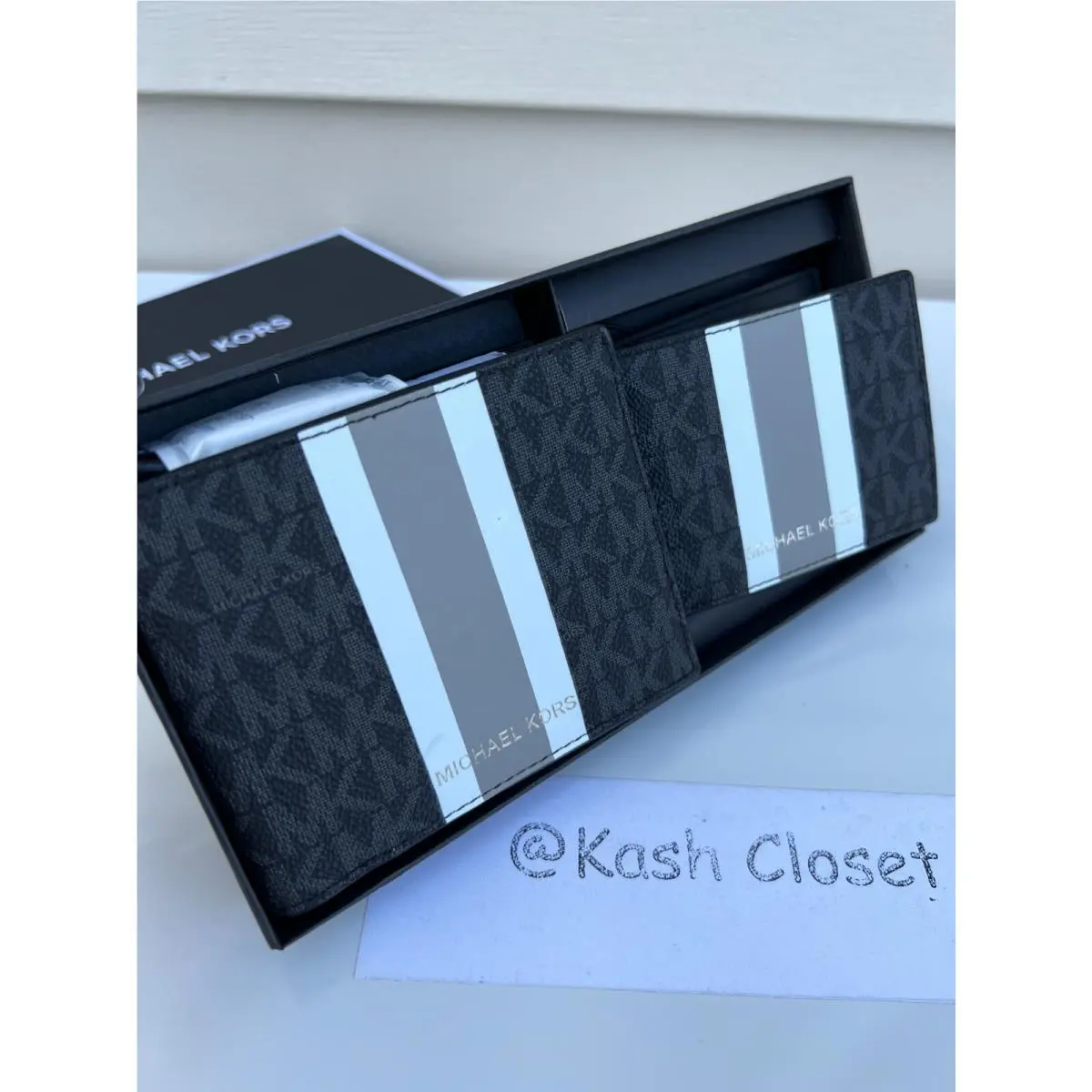 Mens 3 in 1 Wallet Card Case Gift Box Set Black by Michael Kors