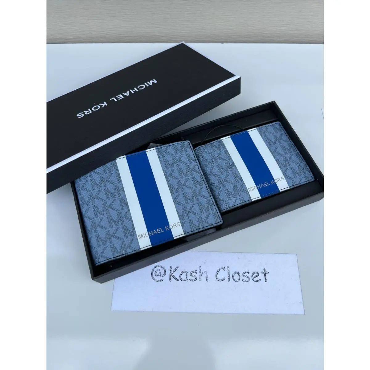 Mens 3 in 1 Wallet Card Case Gift Box Set Electric blue by Michael Kors