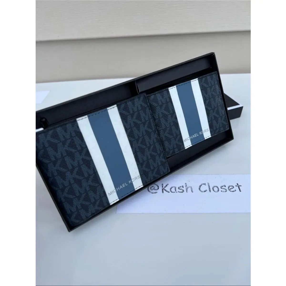 Mens 3 in 1 Wallet Card Case Gift Box Set Admiral Multi by Michael Kors