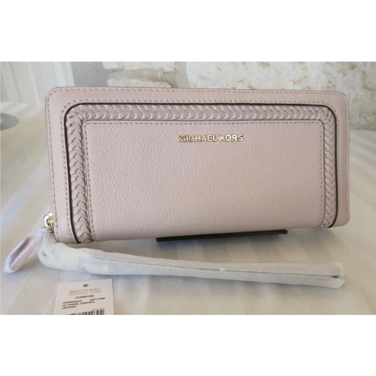 Choices: Shoulder Bag Bag+wallet Set or Wallet Leather Braided Soft Pink wallet/wristlet Continental Travel Tech by Michael Kors