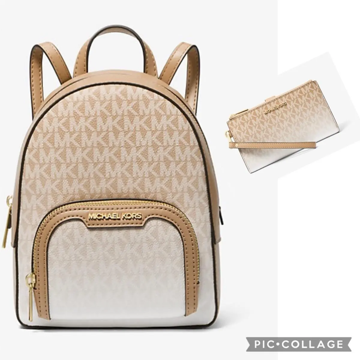 Backpack Jaycee Ombré Convertible Bag Double Zip Wristlet Bundle Camel by Michael Kors