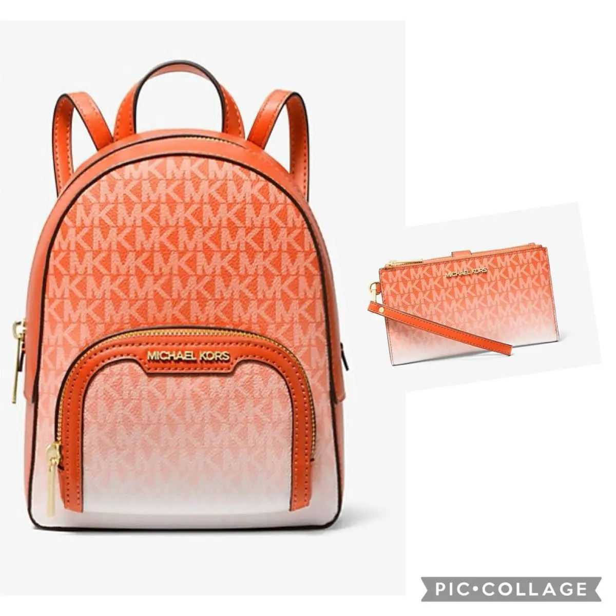 Backpack Jaycee Ombré Convertible Bag Double Zip Wristlet Bundle Poppy by Michael Kors