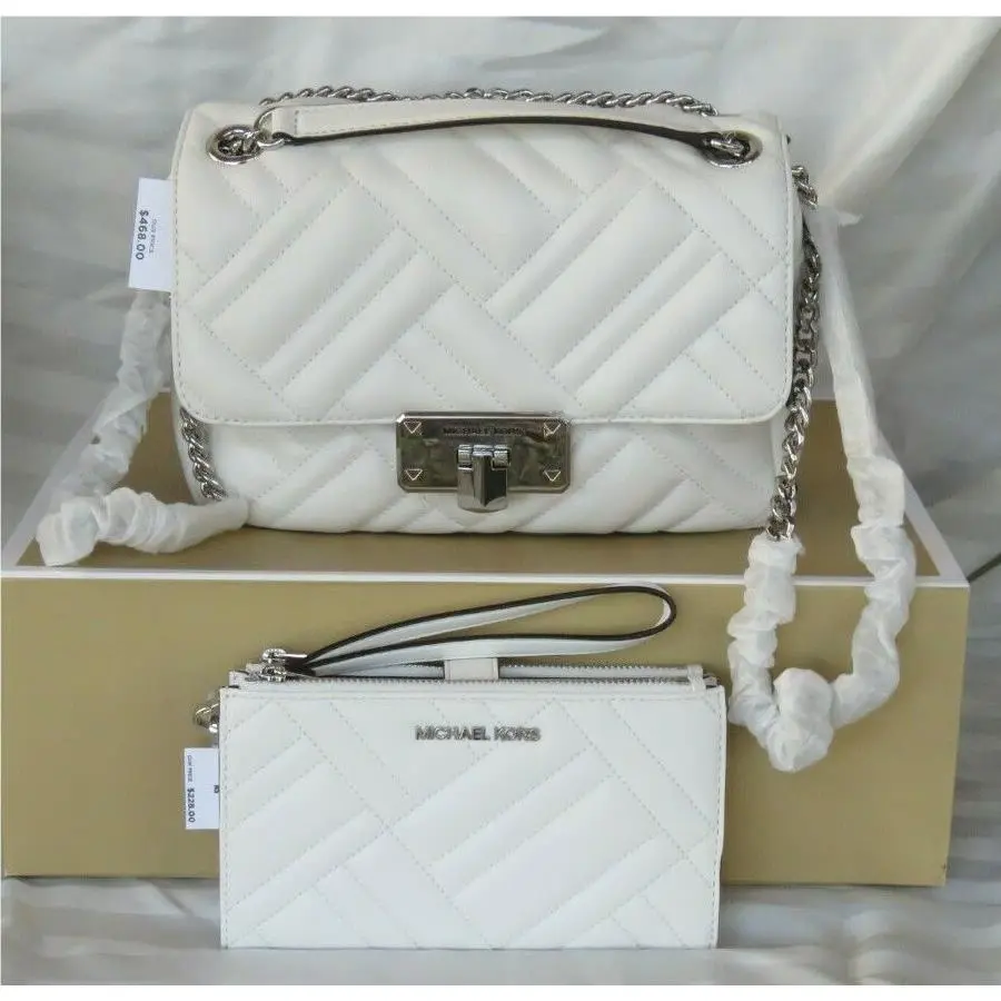 Quilted Chain Leather Shoulder X-body or Bag+wallet Set Dustbag MD Bag+Wallet Chain Convertible X-Body/Shoulder by Michael Kors