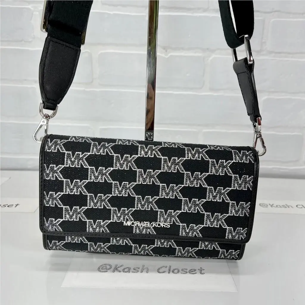 Wallet Crossbody Large Zip Around Clutch Bag Black Multi by Michael Kors