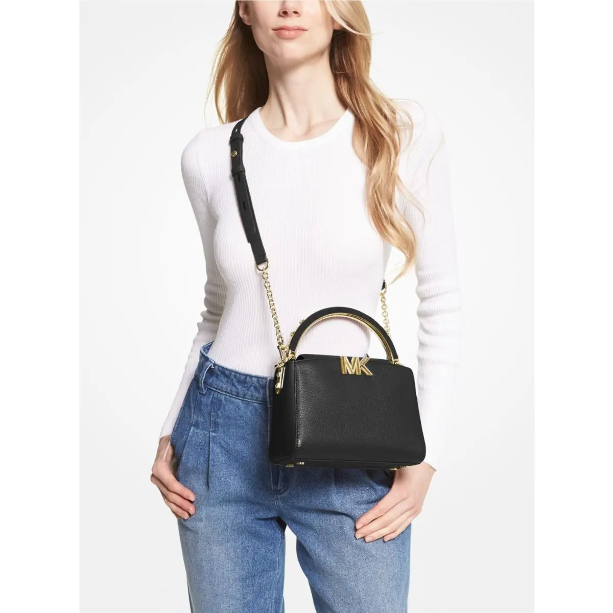 Rare Karlie Small Leather Satchel Brown or Black or Bag+wallet Set Karlie Small Black Leather Convertible Crossbody by Michael Kors