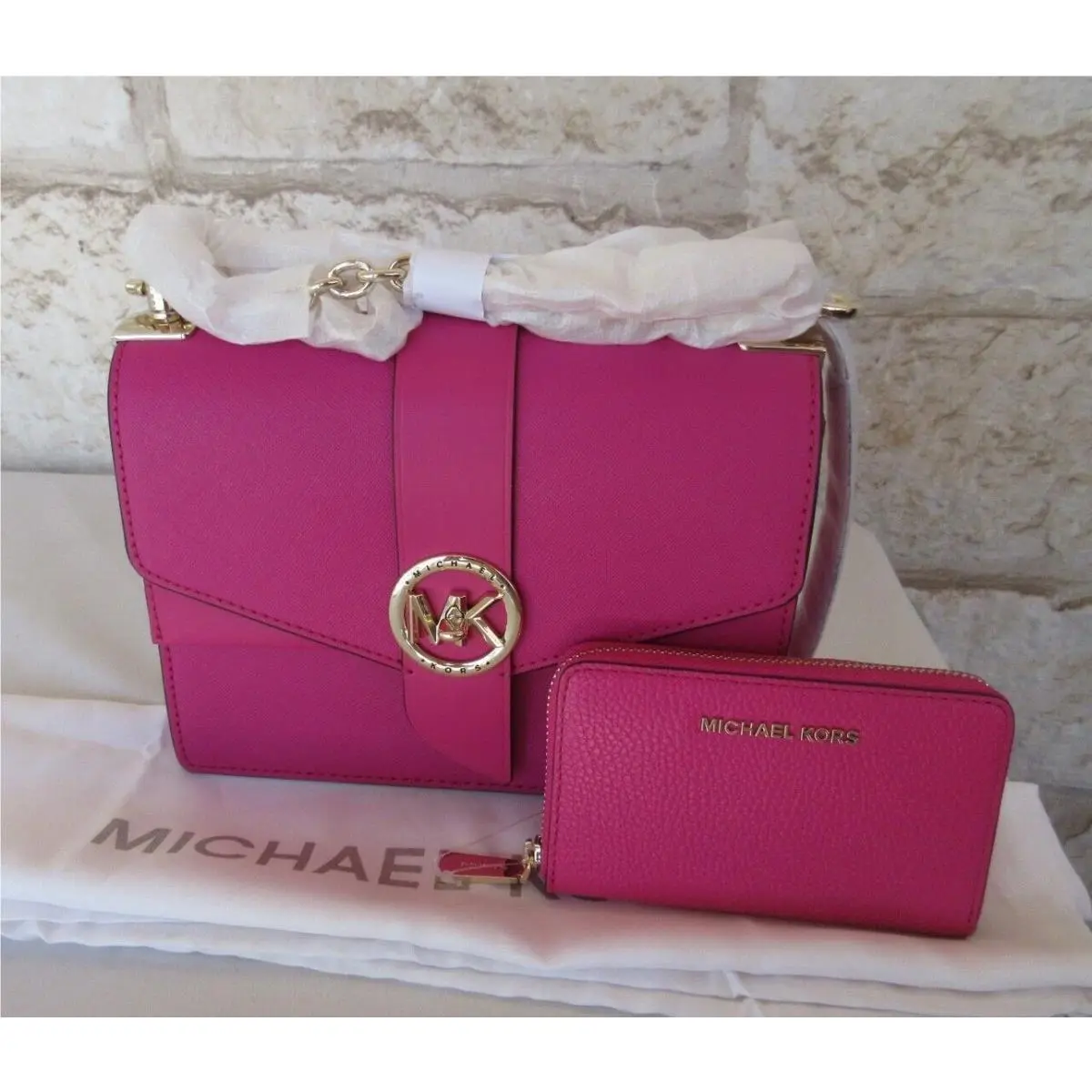 Greenwich Small Saffiano Crossbody Bag or Bag+wallet Set Wildberry Bag + Wallet SET + Dust Bag SET by Michael Kors