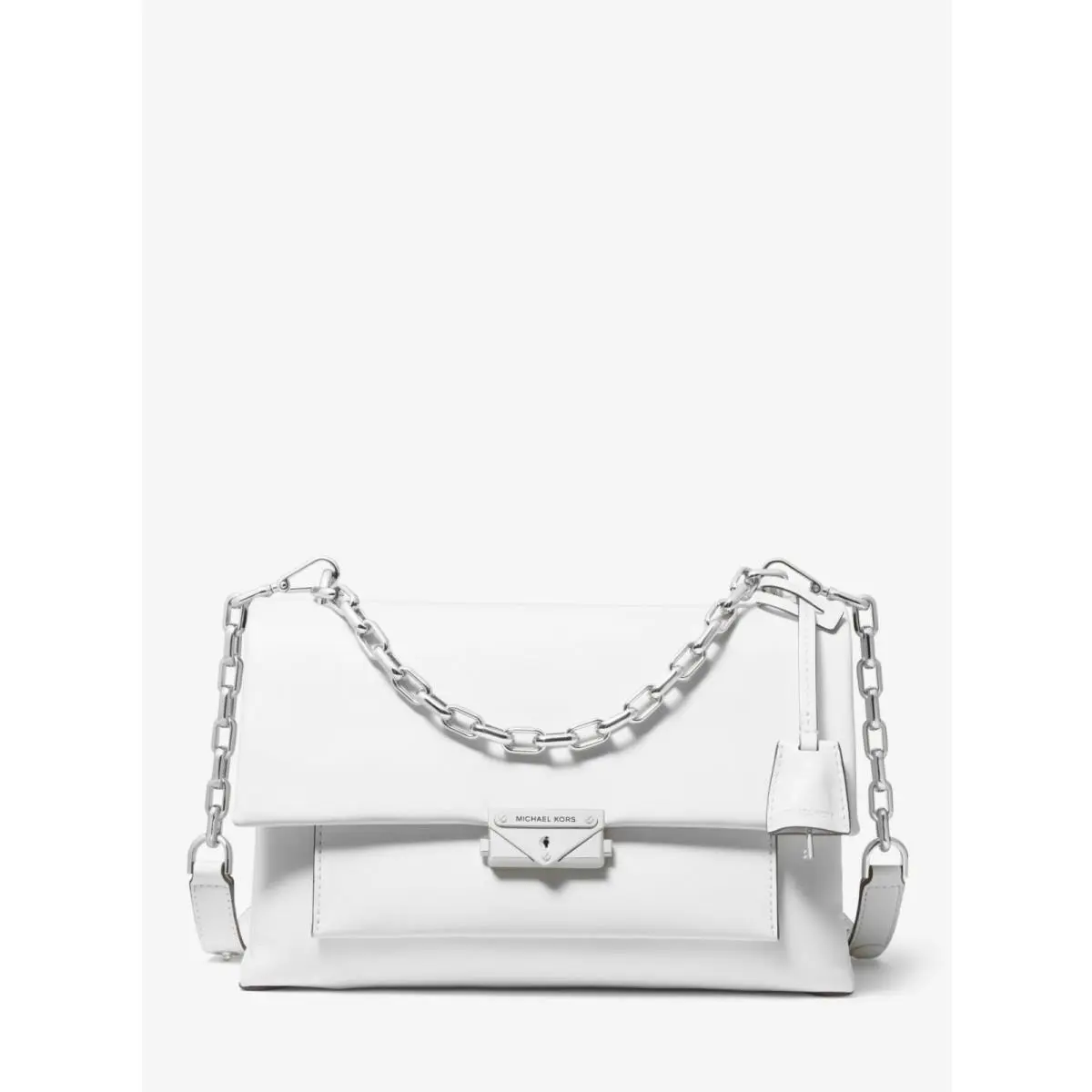 Large Leather Cece Chain Crossbody Shoulder Bag White Pink or Red Optic White/Silver chain Bag Only Leather lock Key by Michael Kors