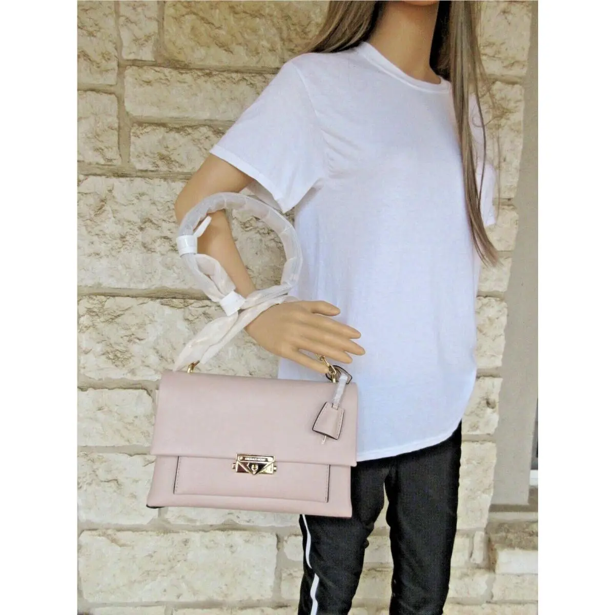 Large Leather Cece Chain Crossbody Shoulder Bag White Pink or Red Soft Pink/Gold chain Bag Only Leather lock Key by Michael Kors