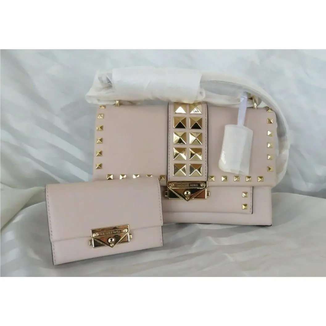 Cece Leather Studded Soft Pink Chain Bag MD or Bag + Wallet Set Bag + Wallet Cece Medium Studded Soft Pink Chain by Michael Kors
