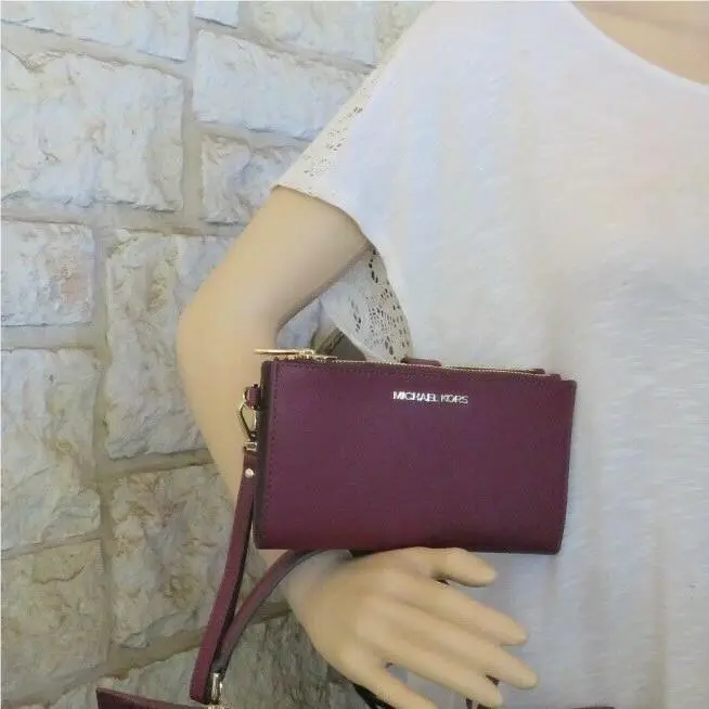 LG Satchel Merlot Logo Embossed Bag Wallet Bag+wallet Set Choices Wallet Only by Michael Kors