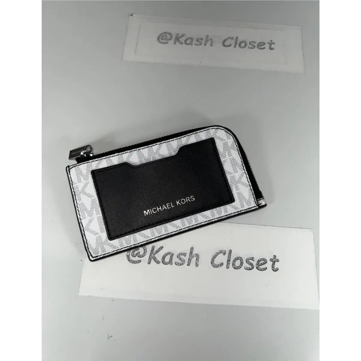 Wallet Men`s Logo Zip-around Cooper Card Case Wallet Bright White by Michael Kors
