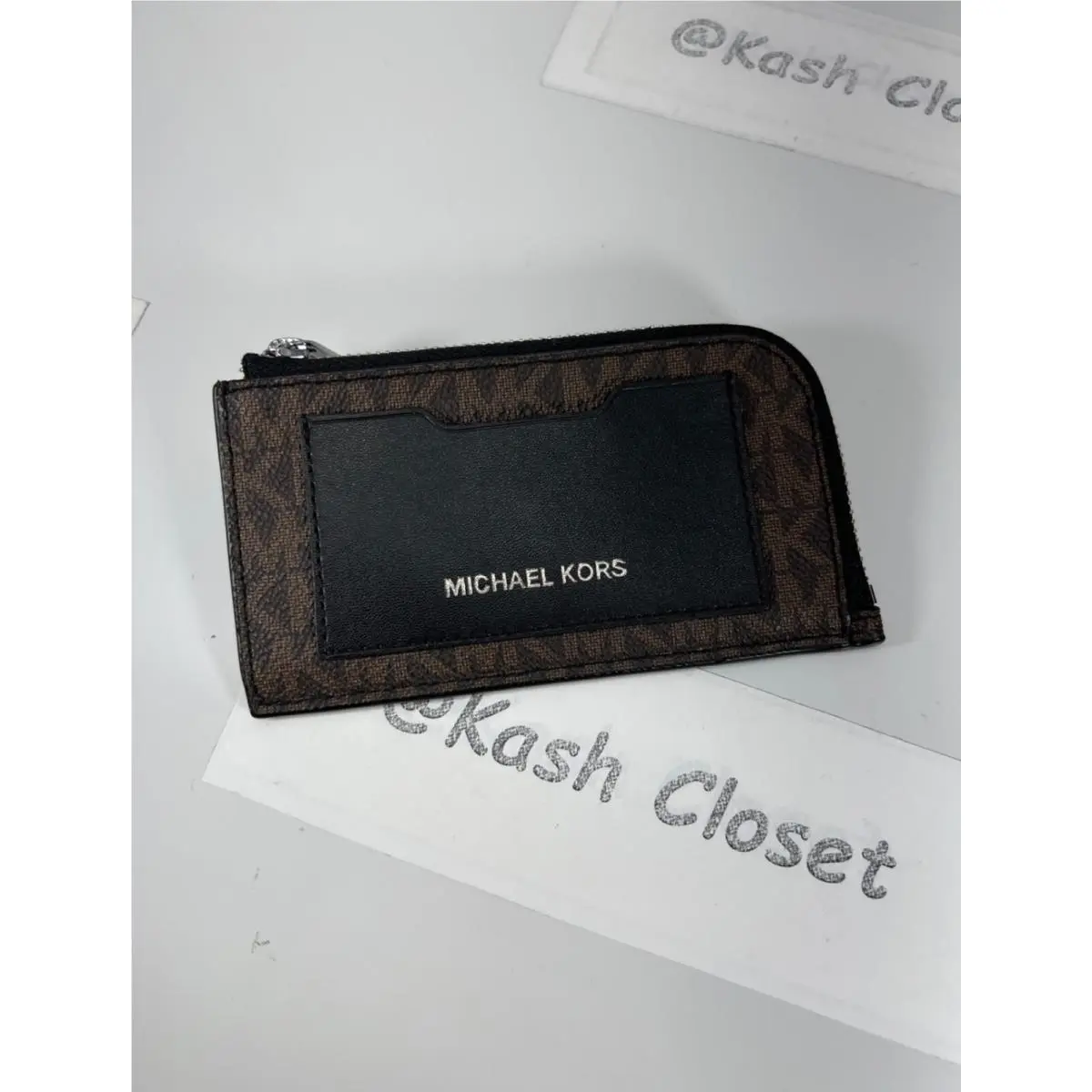 Wallet Men`s Logo Zip-around Cooper Card Case Wallet Brown/Black by Michael Kors