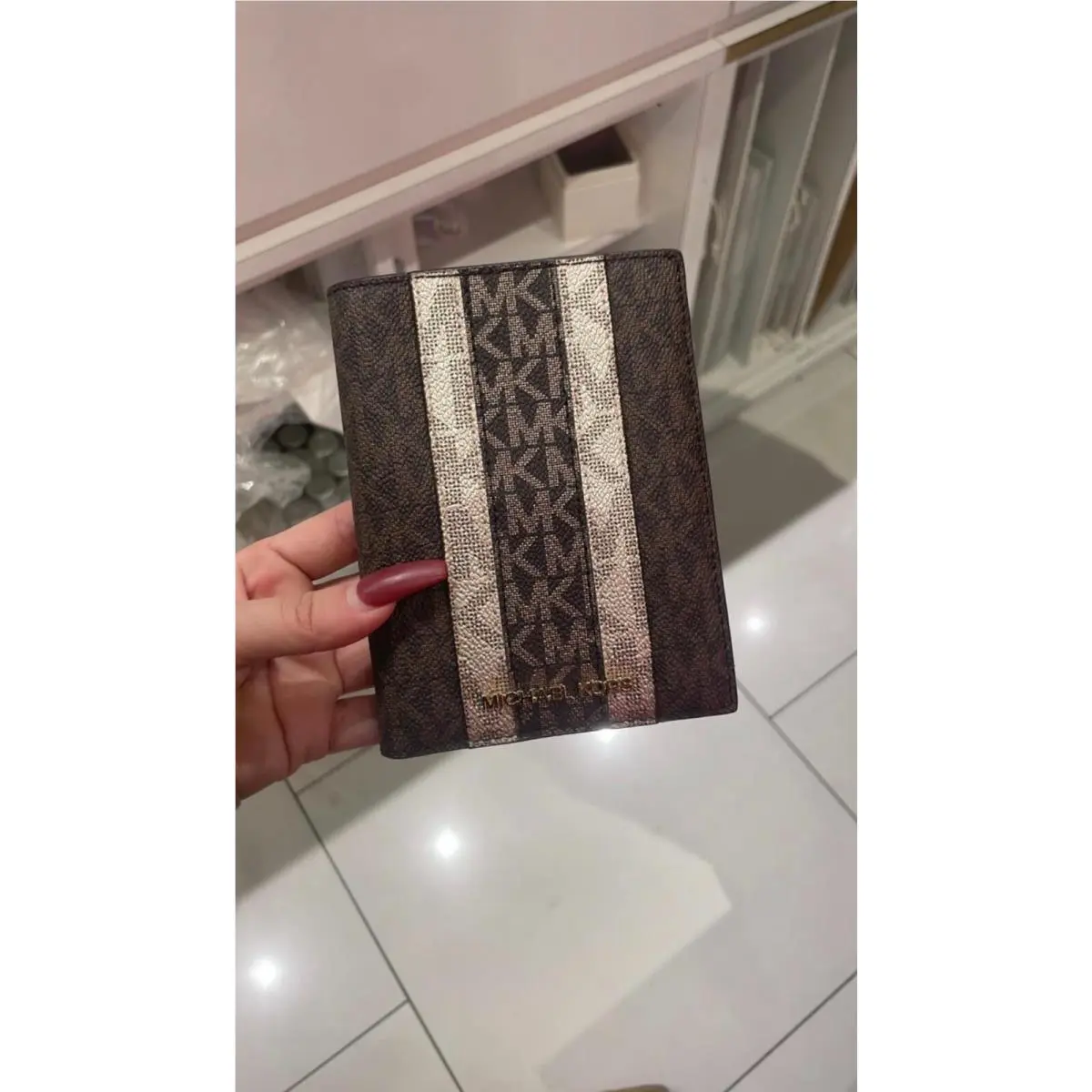 Jet Set Stripe Passport Wallet Luggage Multi by Michael Kors