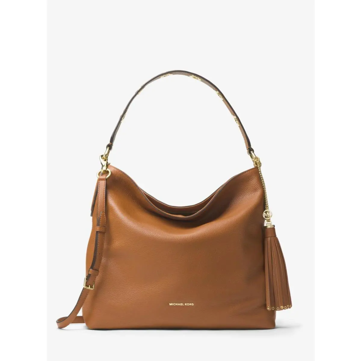 Michael Kors  bag  - Michael Michael Kors Brooklyn Convertible Tote Shoulder/Crossbody - Optic White, Soft Pink, Luggage (Brown), Hardware: Gold, Exterior: Optic White, Soft Pink, Brown/Luggage