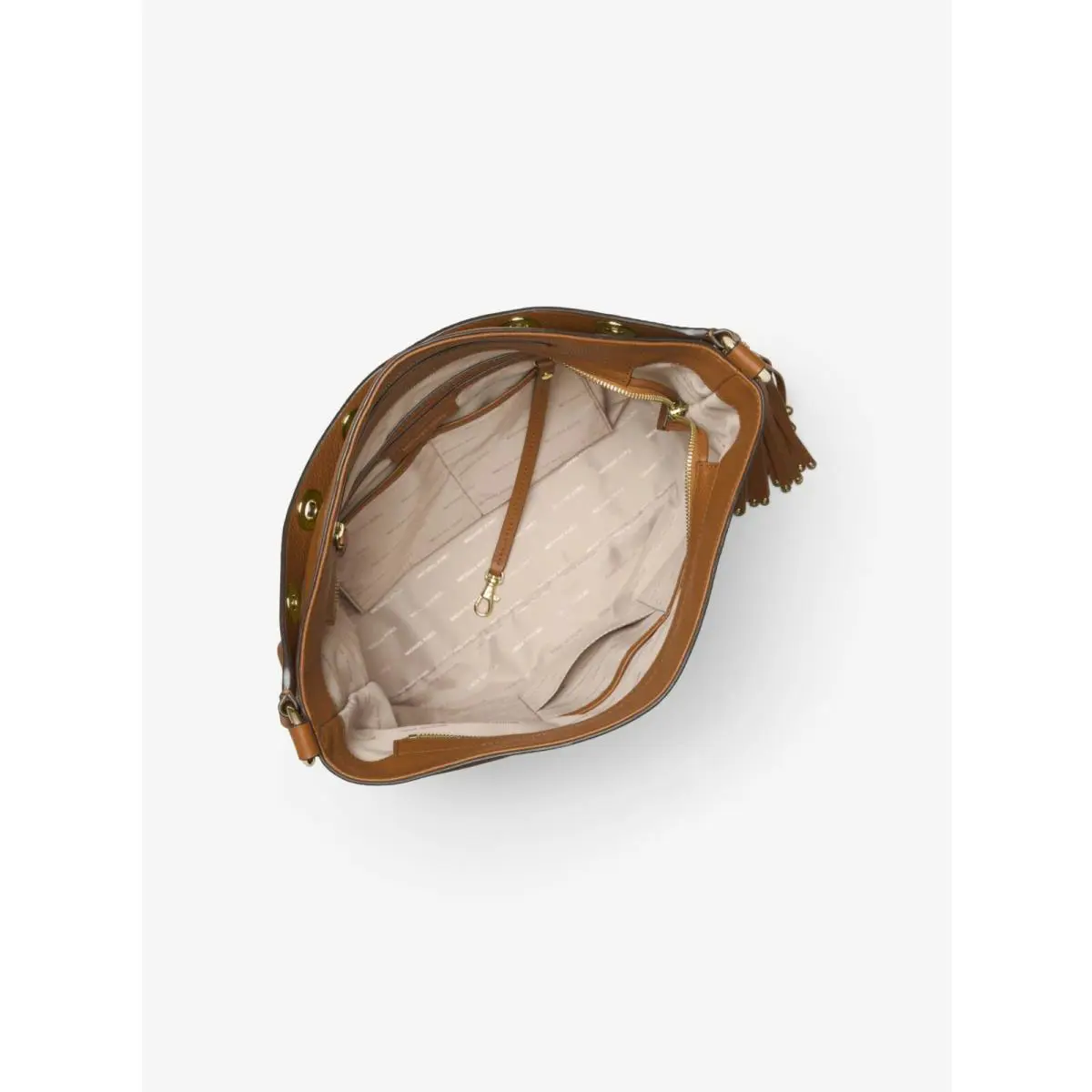 Michael Kors  bag  - Michael Michael Kors Brooklyn Convertible Tote Shoulder/Crossbody - Optic White, Soft Pink, Luggage (Brown), Hardware: Gold, Exterior: Optic White, Soft Pink, Brown/Luggage