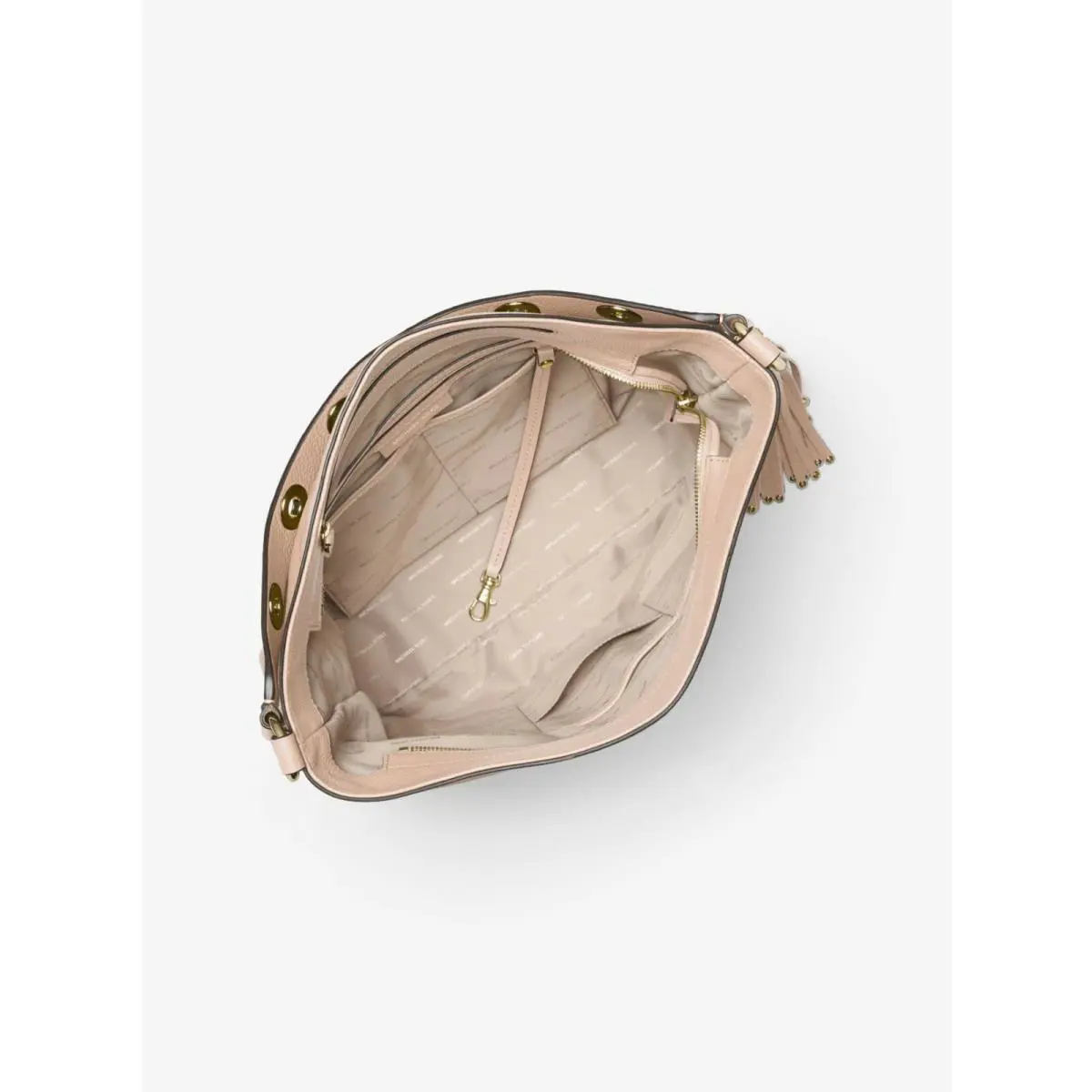 Michael Kors  bag  - Michael Michael Kors Brooklyn Convertible Tote Shoulder/Crossbody - Optic White, Soft Pink, Luggage (Brown), Hardware: Gold, Exterior: Optic White, Soft Pink, Brown/Luggage