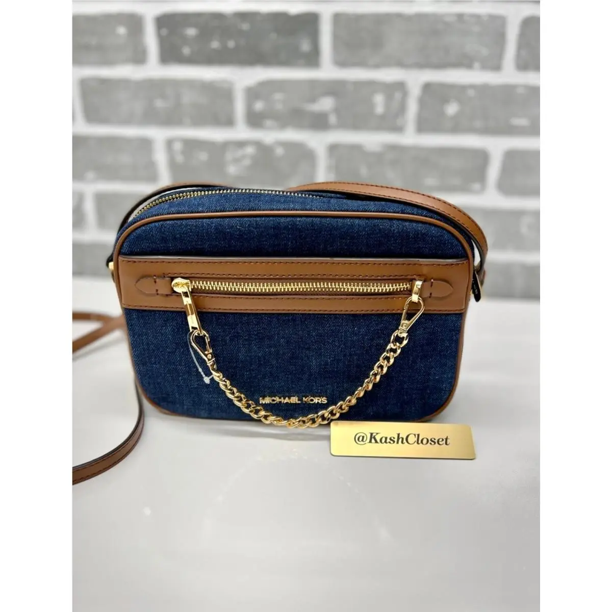 Michael Kors Crossbody Bag Chain Zip Purse Messenger MK Signature