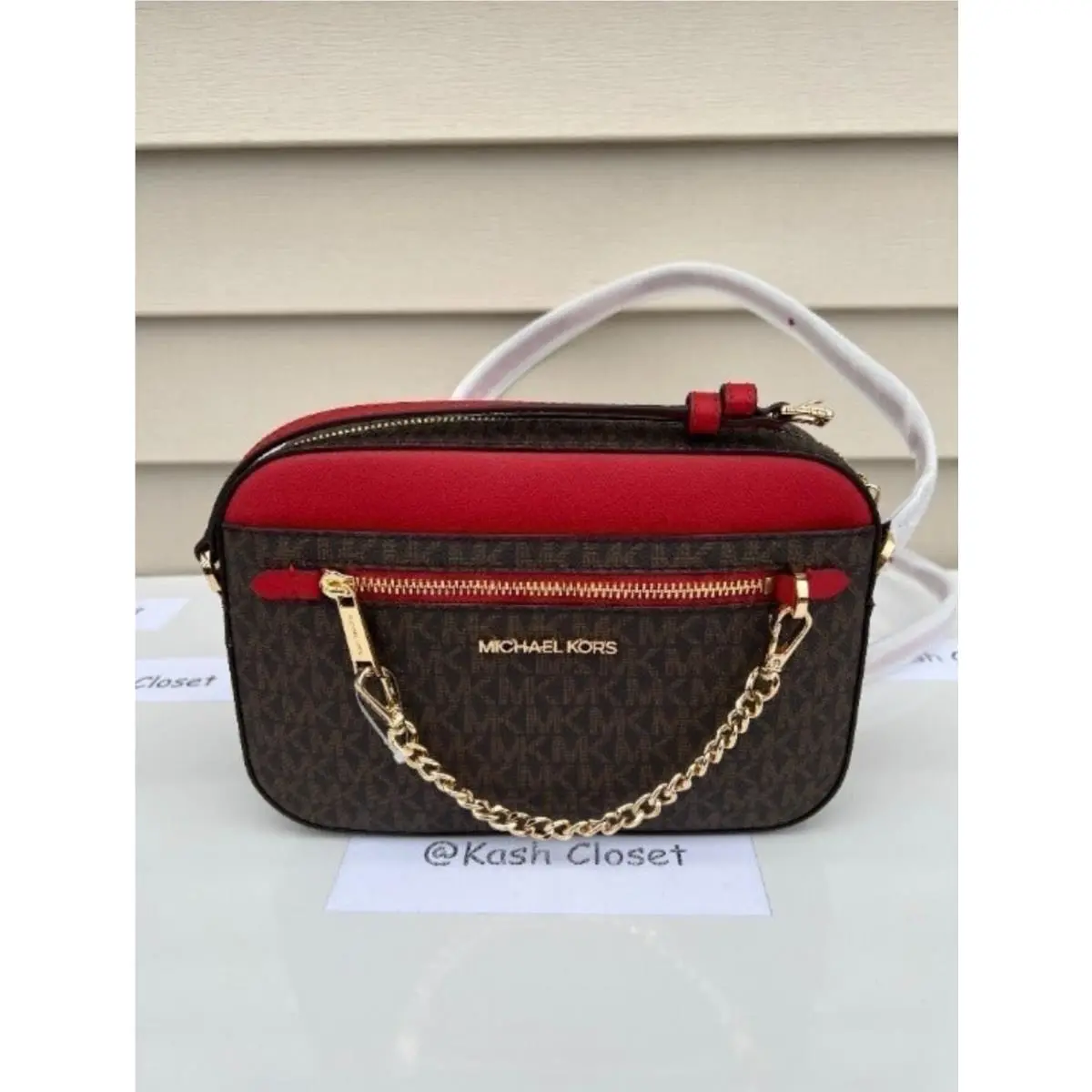 Crossbody Bag Chain Zip Purse Messenger MK Signature Flame by Michael Kors
