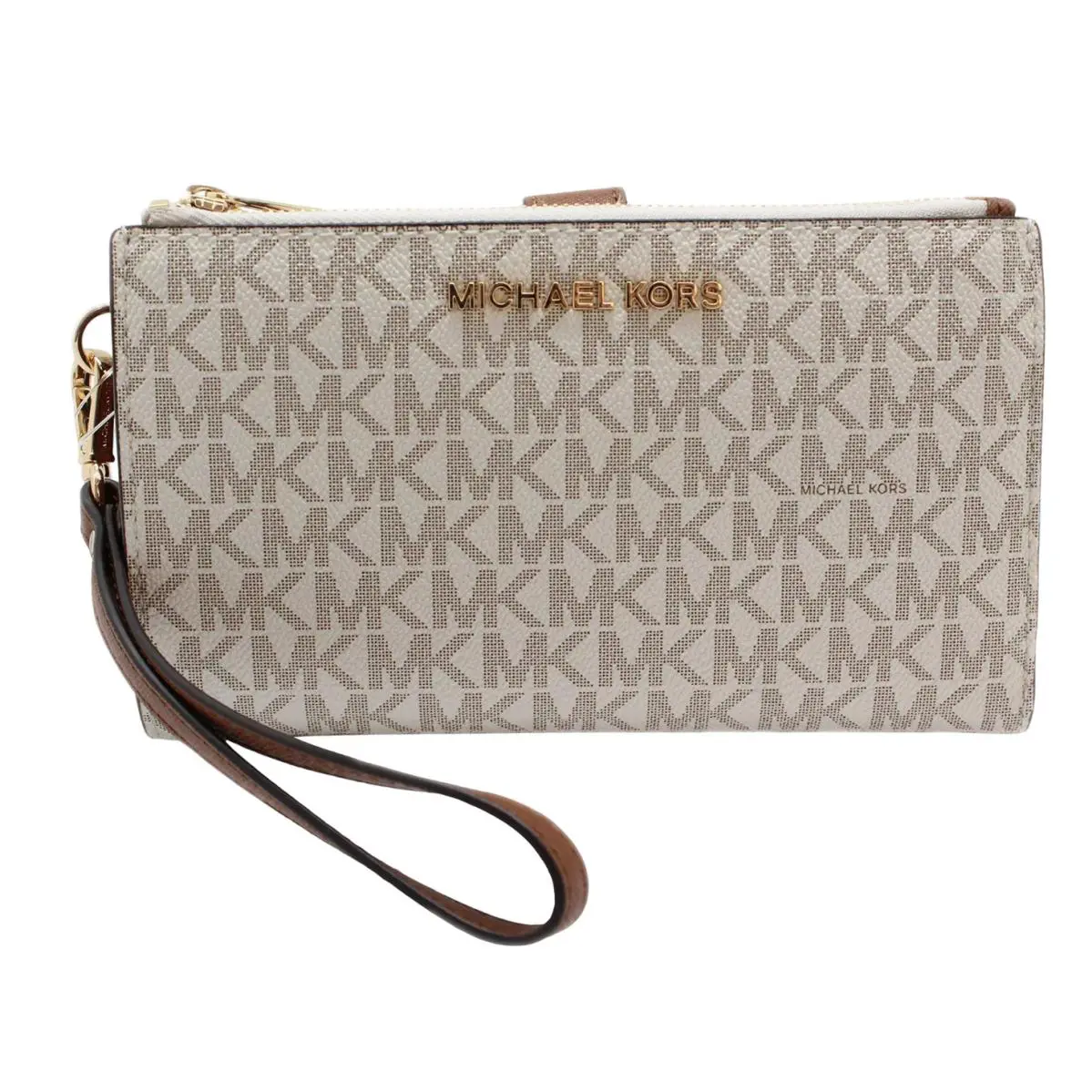 MK Jet Set Travel Double Zip Phone Wristlet Wallet Vanilla by Michael Kors
