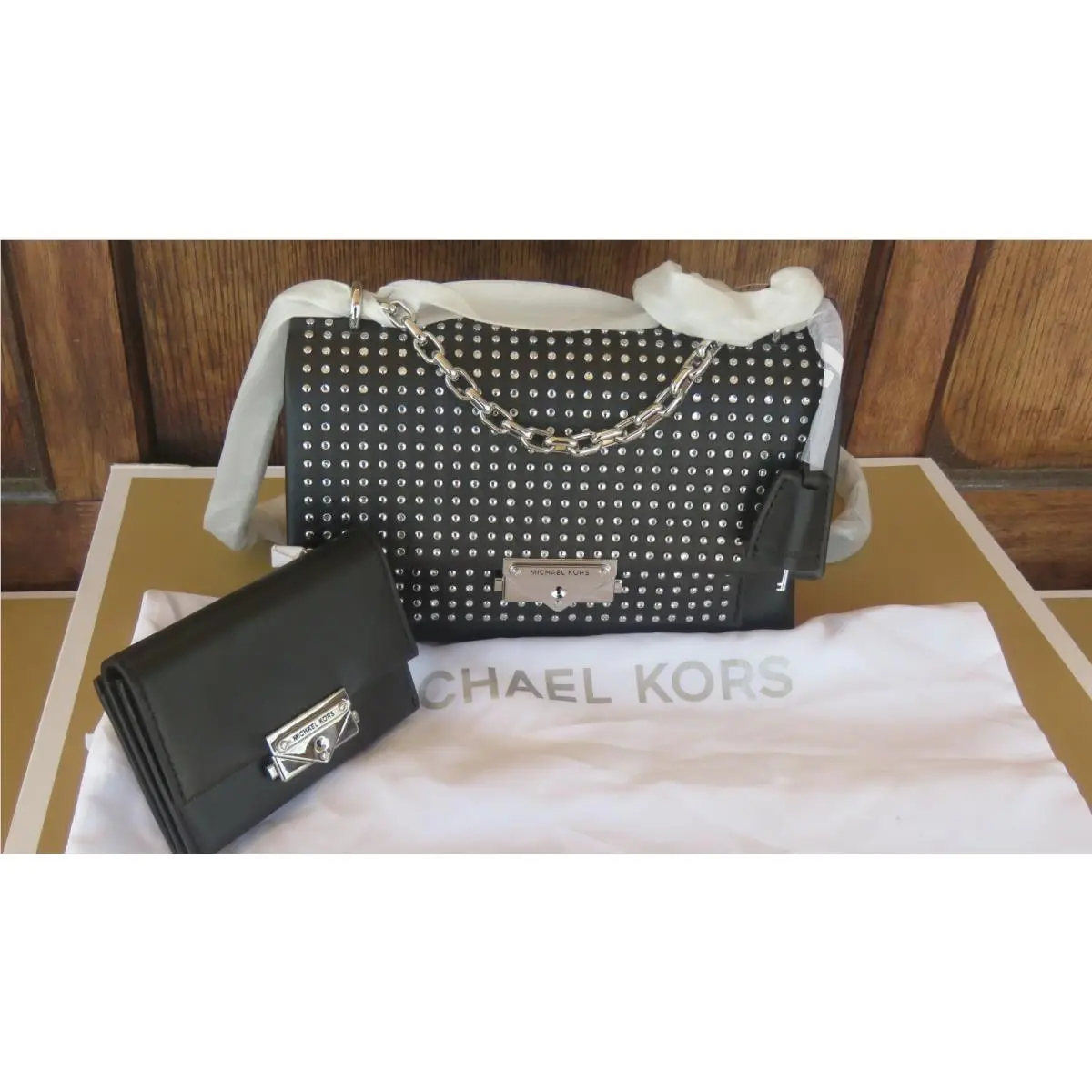 Cece Studded Leather X-bbody/shoulder Bag Black Pink or Bag+wallet Bag+Cece Black/Silver wallet & Bag Set by Michael Kors
