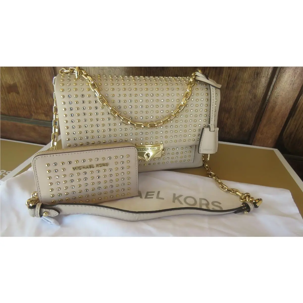 Cece Studded Leather X-bbody/shoulder Bag Black Pink or Bag+wallet Pink Bag & Wallet SET Cece Convertible Shoulder by Michael Kors