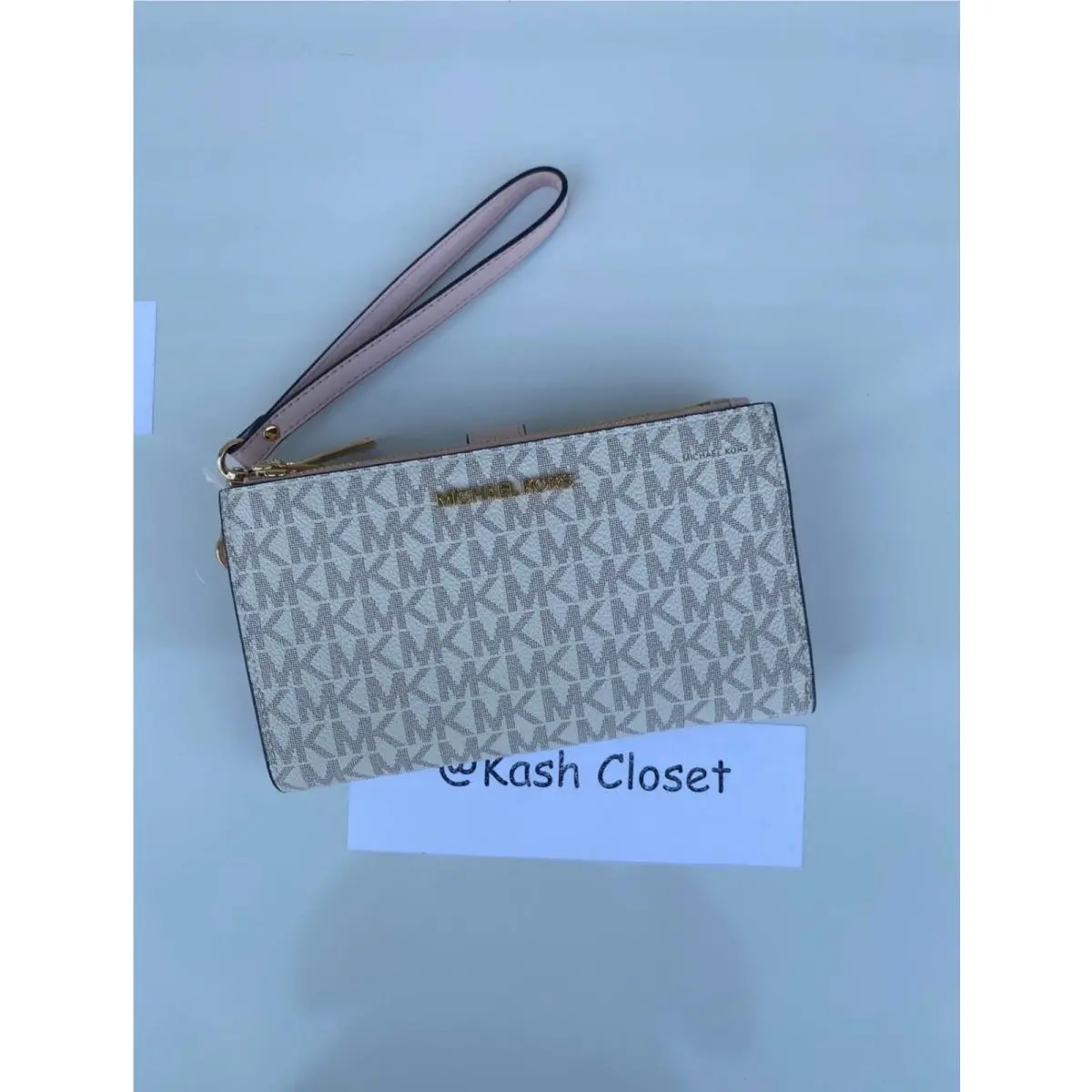 Wristlet Double Zip Wallet Purse MK Signature Powderblush by Michael Kors