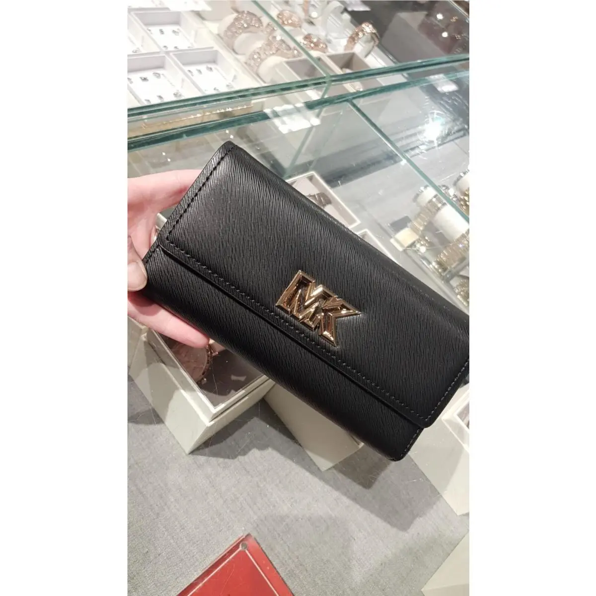 Wallet Mimi Large Flap Bifold Credit Card Phone Wallet Optic White Black by Michael Kors