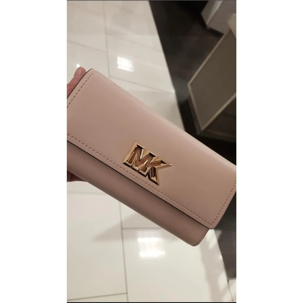 Wallet Mimi Large Flap Bifold Credit Card Phone Wallet Optic White Powder Blush by Michael Kors
