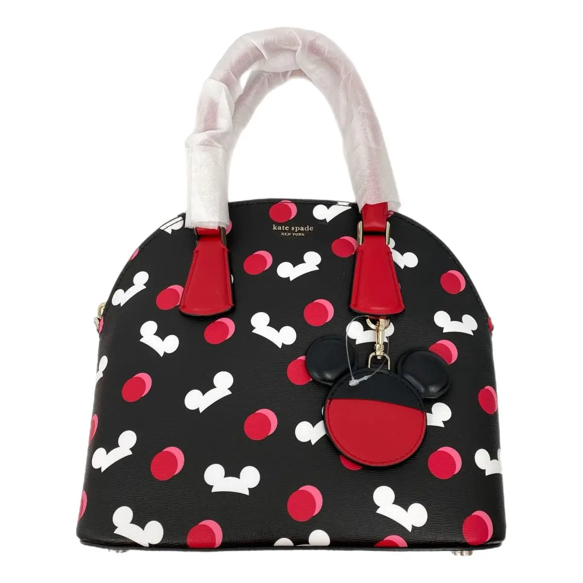Kate Spade Black Red Disney Mickey Mouse Satchel Classic Charm