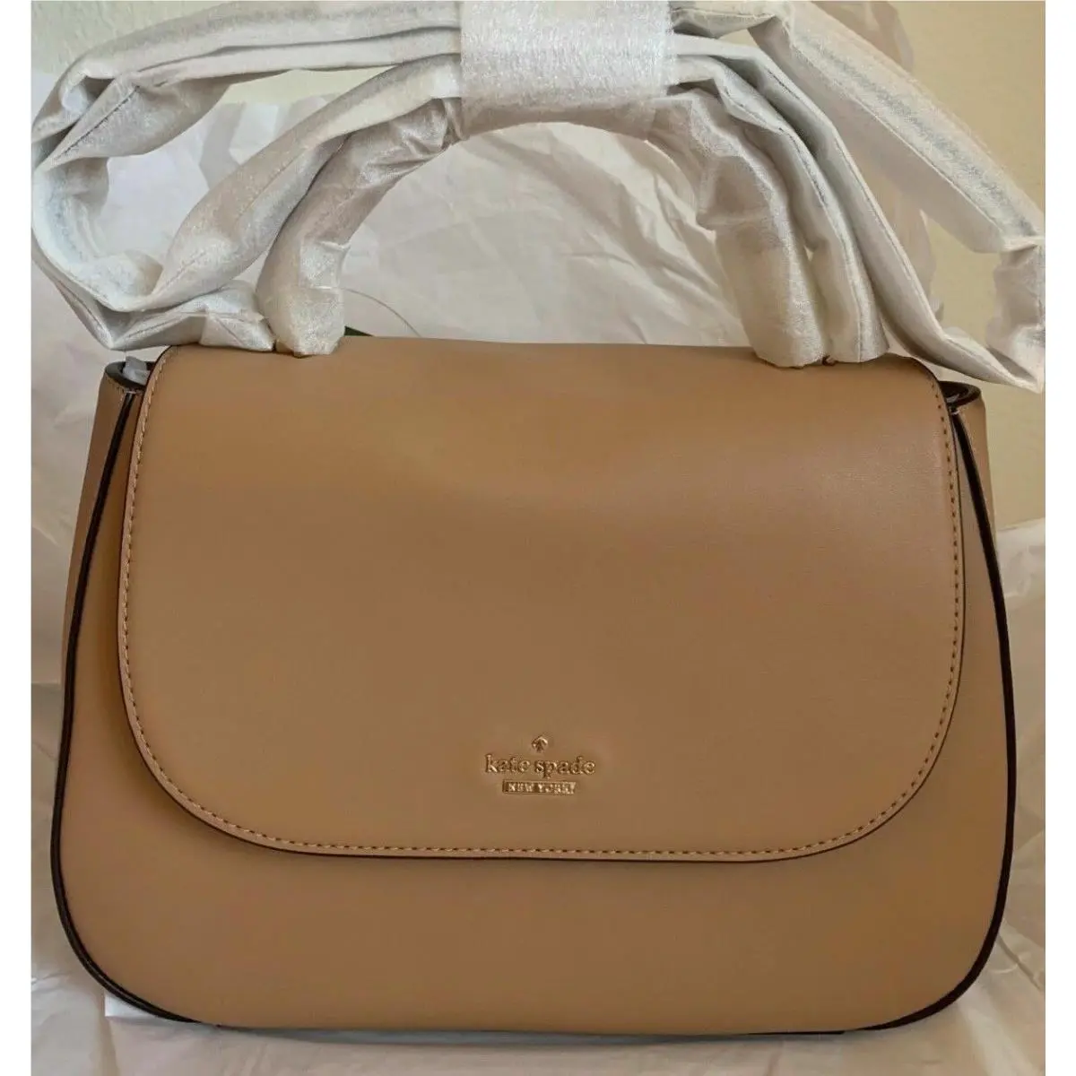 Kate Spade Robson Lane Marcelle Leather Satchel Bag Biscotto PXRU8127