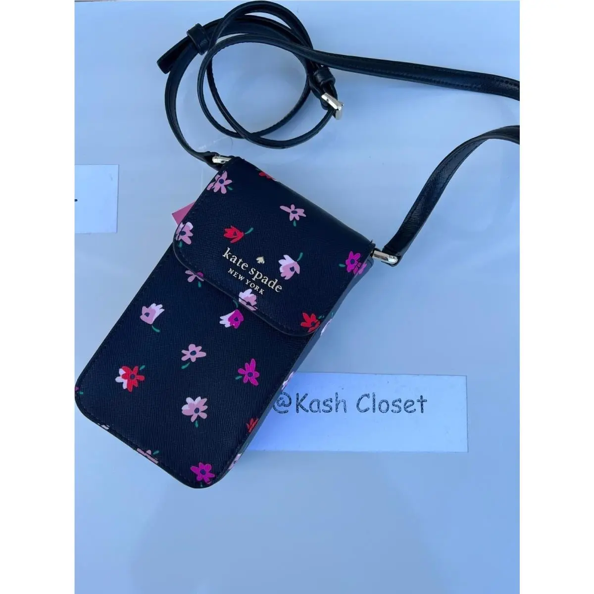 Kate Spade Crossbody Phone Staci Flap Ditsy Bud Print Black Multi