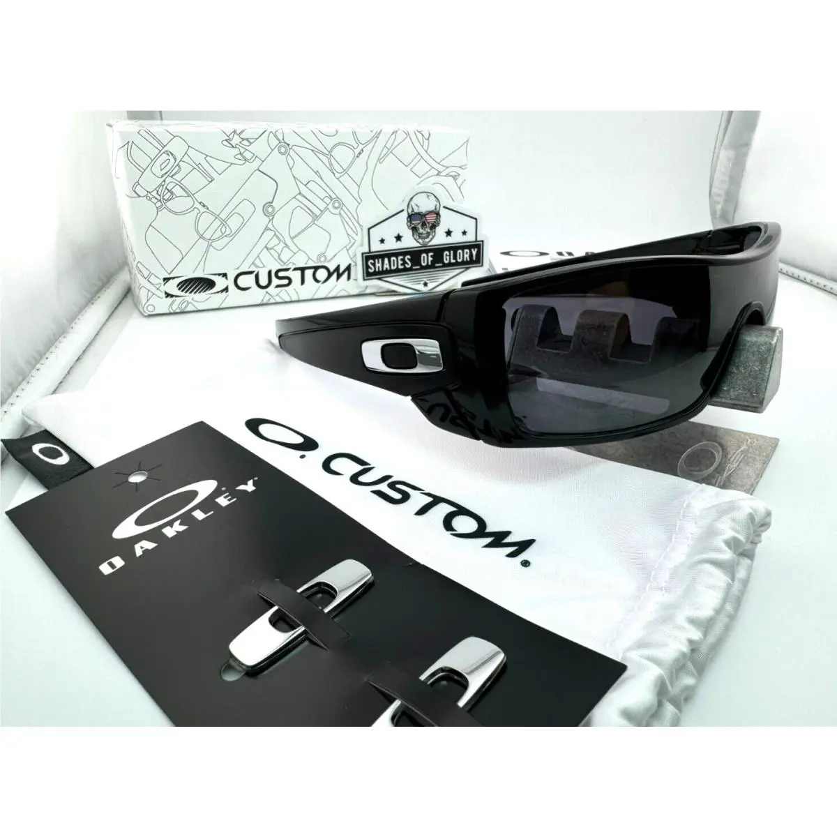 Oakley Batwolf Custom Polished Black W/ Prizm Black Iridium Chrome Sunglasses