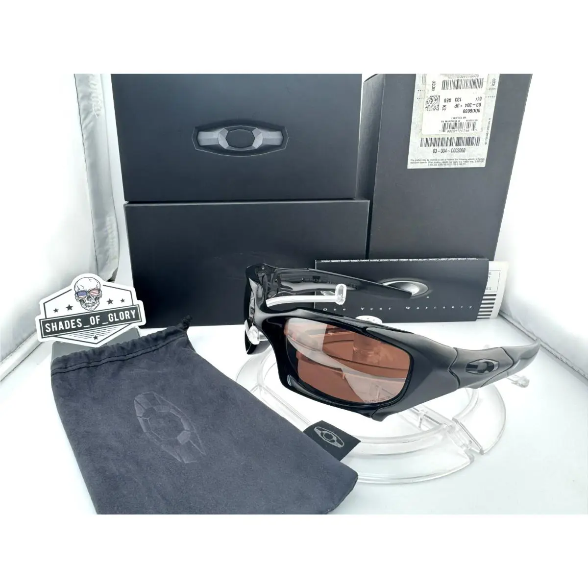 Oakley Pit Boss 03-304 Polished Black Gunmetal VR28 Iridium Polarized Sunglasses