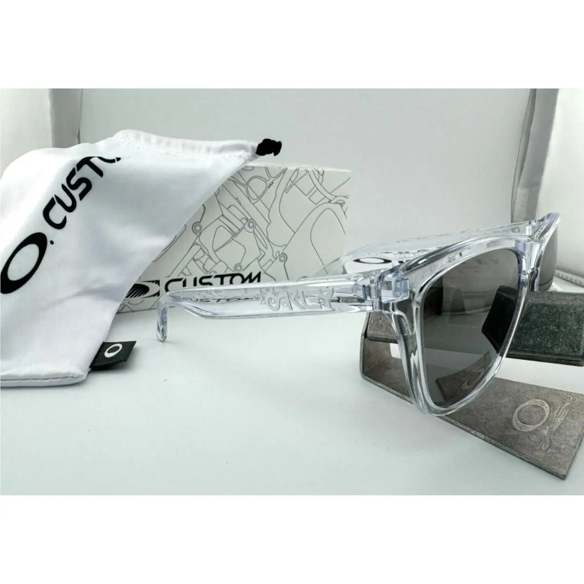 Oakley Frogskins Custom Polished Clear Chrome Iridium Polarized Sunglasses