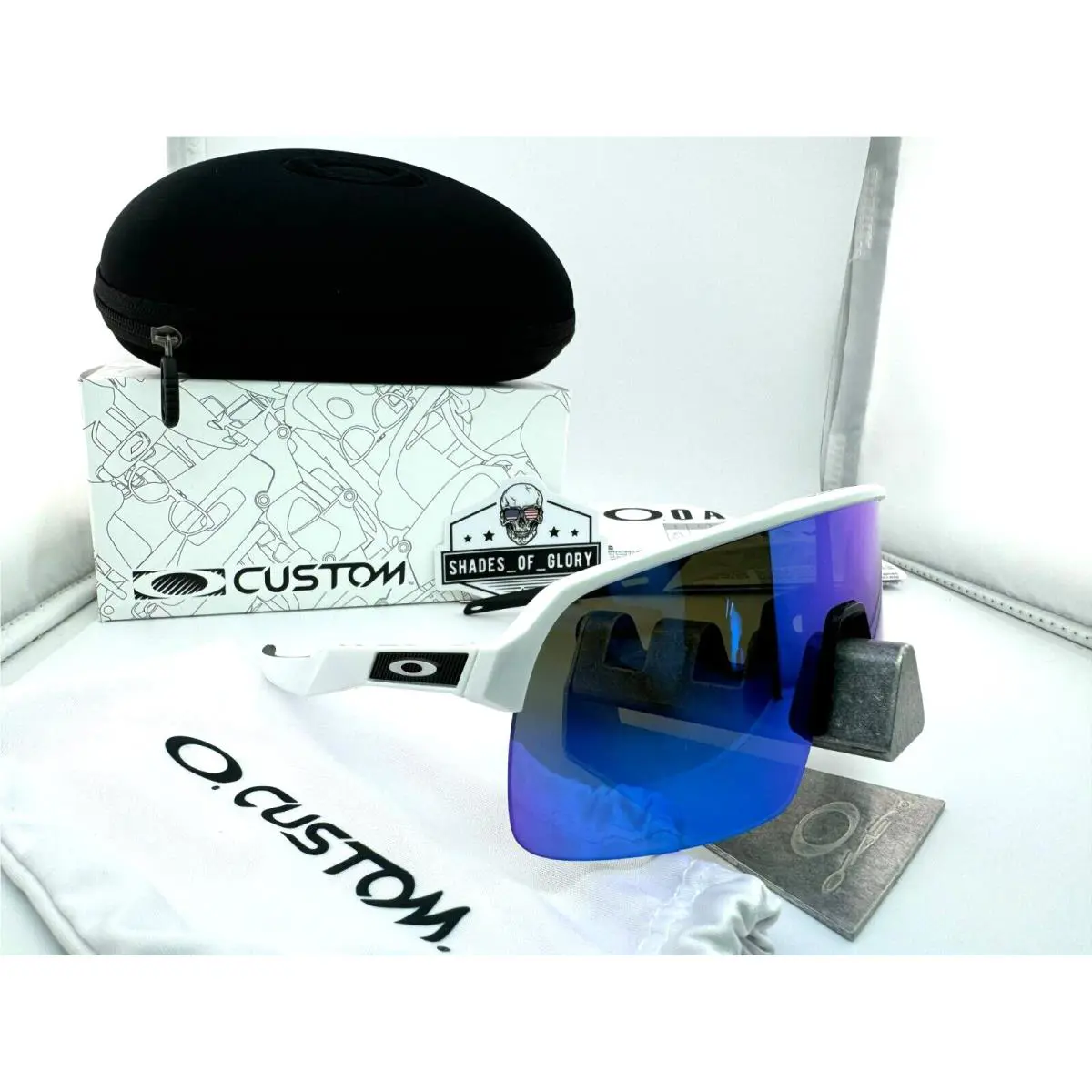 Oakley Sutro Lite Custom Matte White Prizm Sapphire Blue Chrome Sunglasses
