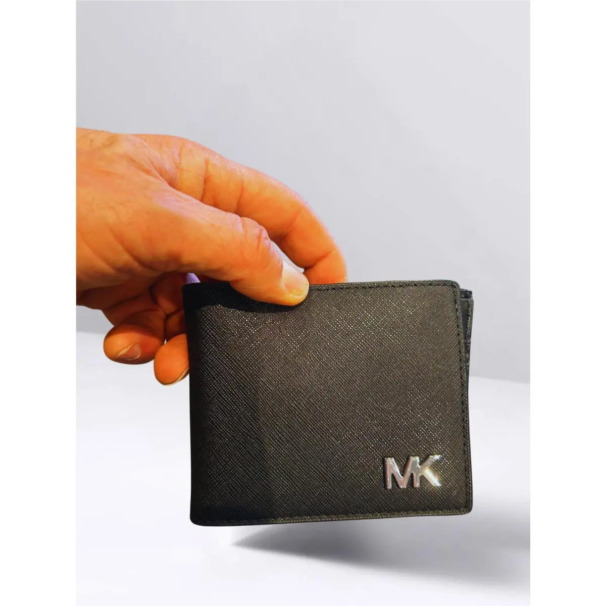 Michael Kors Cooper Men Black Saffiano Leather Billfold Wallet Passcase Bifold