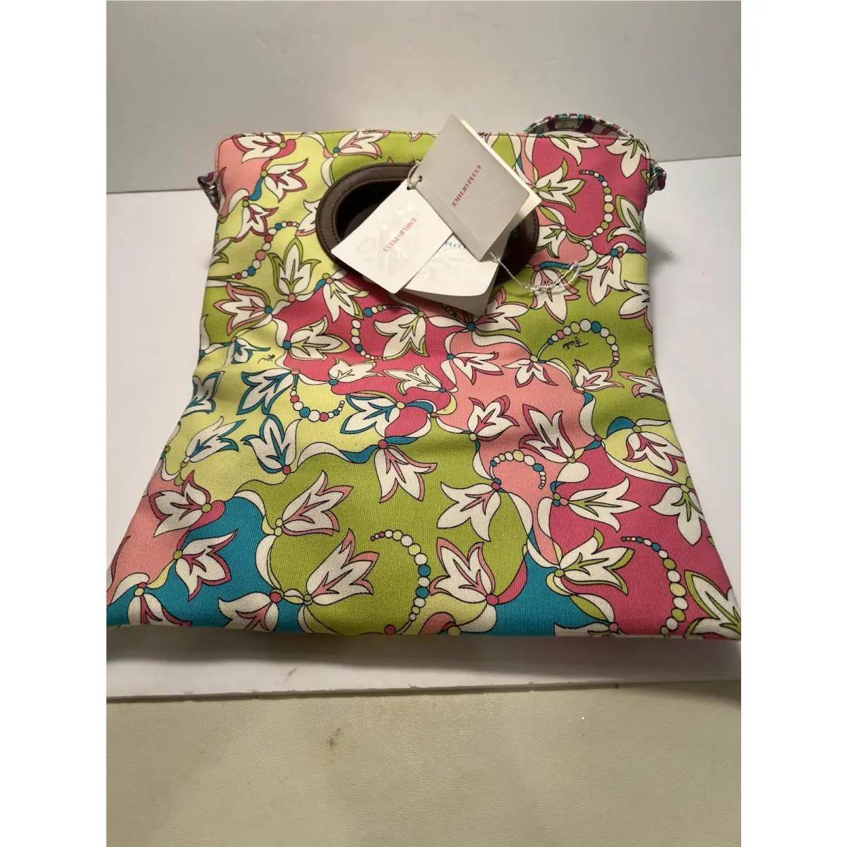 Emilio Pucci Commessa Clutch/tote Pink/green Bluebells