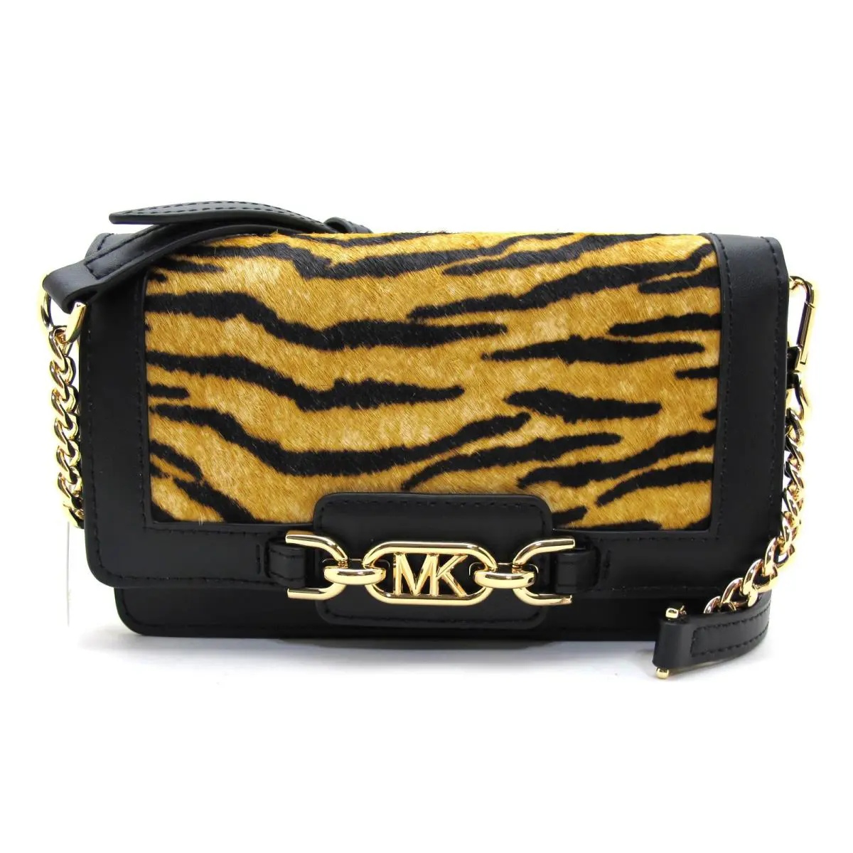 Michael Kors Heather Small Phone Leather Chain Crossbody W/haircalf Marigold