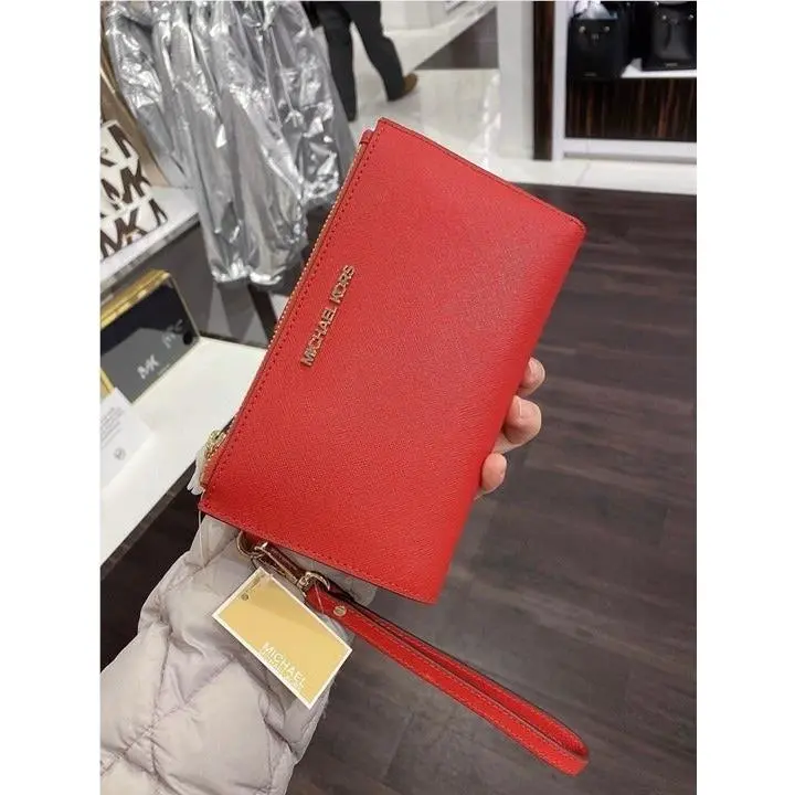 Michael Kors Double Zip Phone Wristlet Wallet - Flame