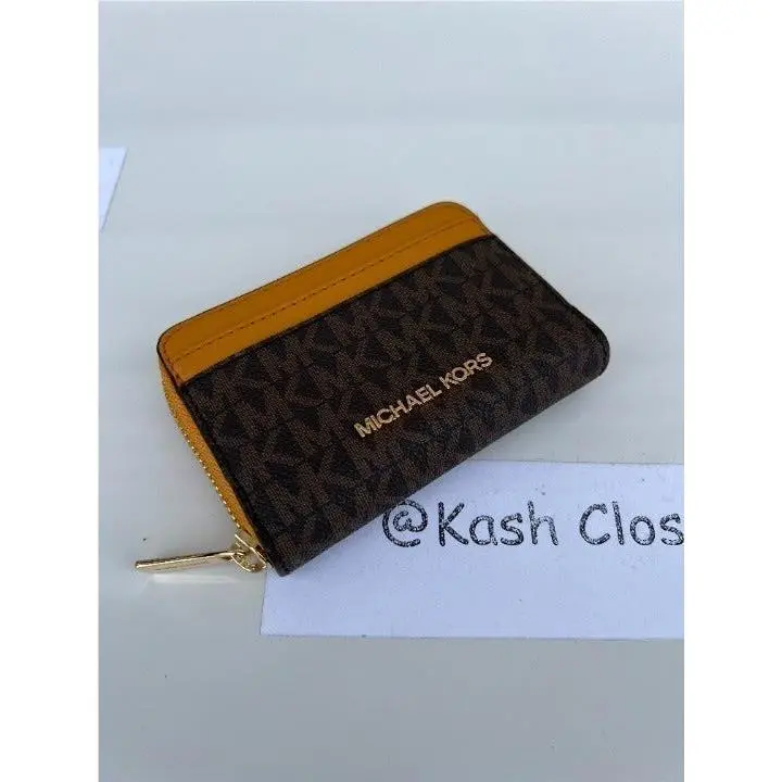 Michael Kors Wallet Card Case Zip Around MK Jet Set Purse Marigold
