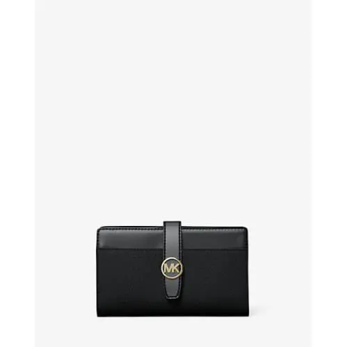 Michael Kors Greenwich Medium Bifold Wallet Black Safiano Leather