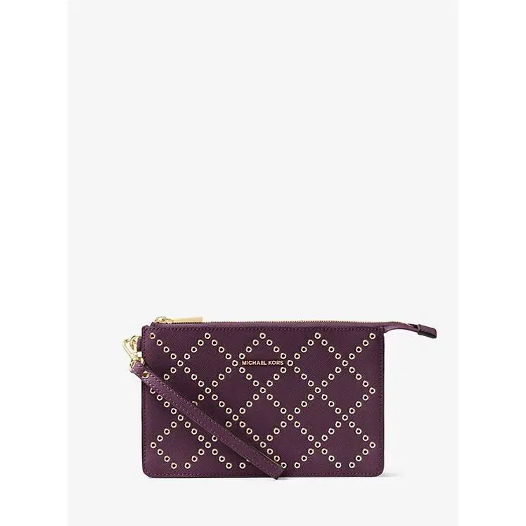 Michael Kors Women`s Damson /purple Studded Wristlet Wallet Large