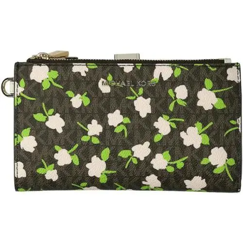 Michael Kors Jet Set Double Zip Wristlet Wallet – Brown/floral