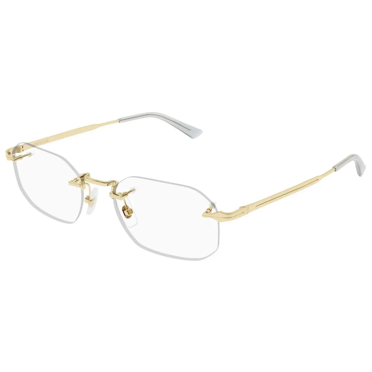 Montblanc Mont Blanc Men`s Rimless Geometric Eyeglass Frame - MB0307O - Gold-Tone/Clear Demo (001-54), Frame: Select Variation