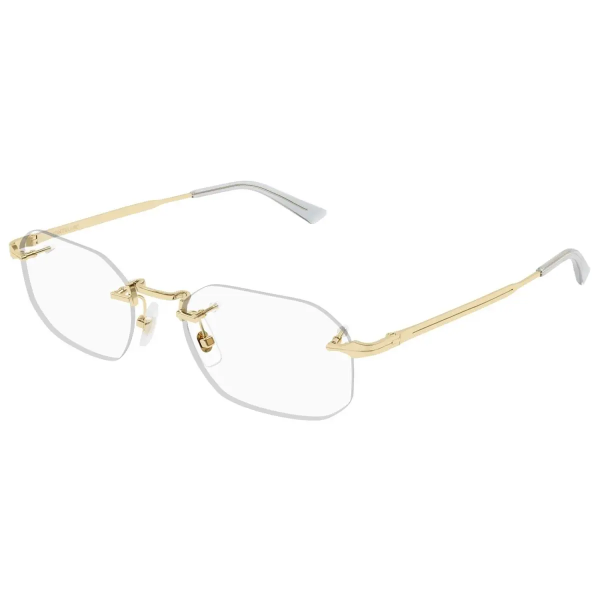 Mont Blanc Men`s Rimless Geometric Eyeglass Frame - MB0307O Gold-Tone/Clear Demo (001-54) by Montblanc