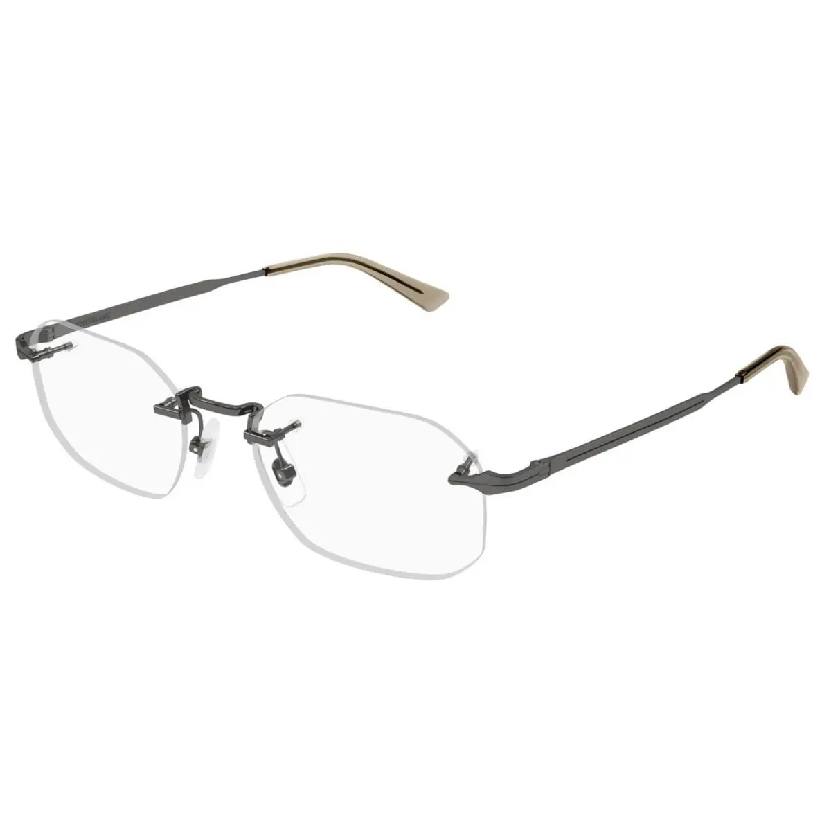 Mont Blanc Men`s Rimless Geometric Eyeglass Frame - MB0307O Ruthenium/Clear Demo (002-54) by Montblanc