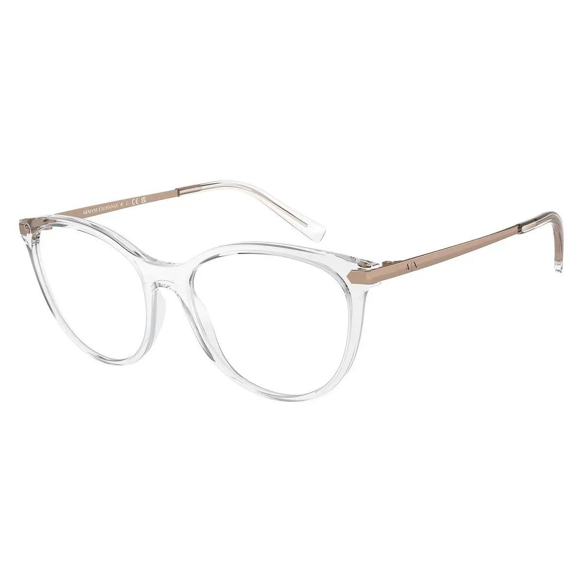 Cat Eye Woman Eyeglasses 0AX3078 8333 53mm Shiny Crystal by Armani Exchange
